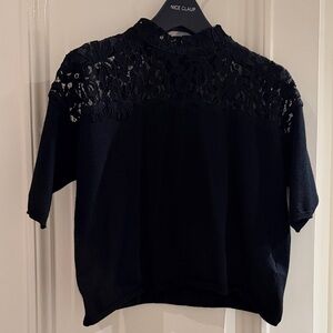Black Lace Detail Blouse